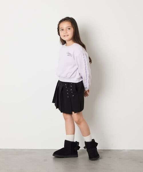 a.v.v / アー・ヴェ・ヴェ カットソー | [100-160]【WEB限定商品/裏起毛/チュールフリル/ワンポイント刺繍/クロップド丈】チュールスリーブクロップドトレーナー | 詳細28