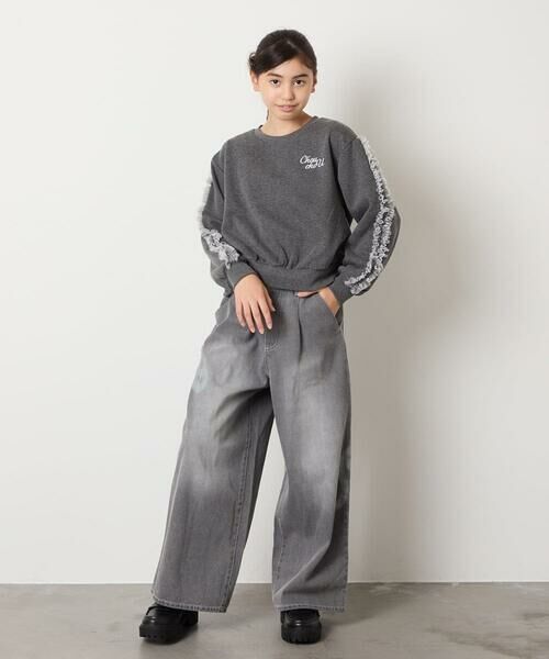 a.v.v / アー・ヴェ・ヴェ カットソー | [100-160]【WEB限定商品/裏起毛/チュールフリル/ワンポイント刺繍/クロップド丈】チュールスリーブクロップドトレーナー | 詳細8