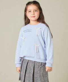 a.v.v / アー・ヴェ・ヴェ カットソー | [100-160]【WEB限定商品/サテンリボンがカワイイ】リボン付きロゴトレーナー