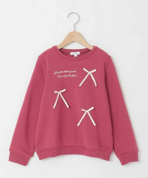 a.v.v / アー・ヴェ・ヴェ カットソー | [100-160]【WEB限定商品/サテンリボンがカワイイ】リボン付きロゴトレーナー | 詳細1