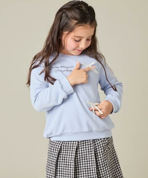 a.v.v / アー・ヴェ・ヴェ カットソー | [100-160]【WEB限定商品/サテンリボンがカワイイ】リボン付きロゴトレーナー | 詳細3