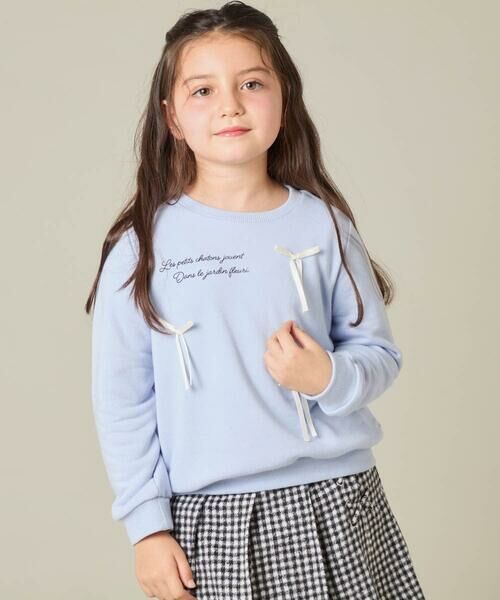 a.v.v / アー・ヴェ・ヴェ カットソー | [100-160]【WEB限定商品/サテンリボンがカワイイ】リボン付きロゴトレーナー | 詳細4