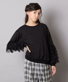 a.v.v / アー・ヴェ・ヴェ カットソー | [130-160]チュールスリーブポンチカットソー