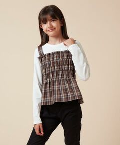 a.v.v / アー・ヴェ・ヴェ カットソー | [100-160]シャーリングビスチェドッキングトップス