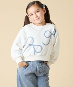 a.v.v / アー・ヴェ・ヴェ カットソー | [120-160]【立体リボンがカワイイ/通学にもオススメ】リボンテープ裏毛トレーナー