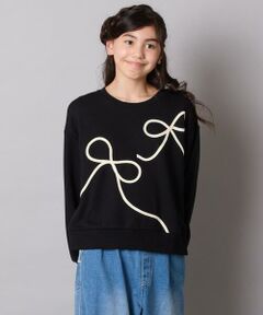 a.v.v / アー・ヴェ・ヴェ カットソー | [120-160]【立体リボンがカワイイ/通学にもオススメ】リボンテープ裏毛トレーナー