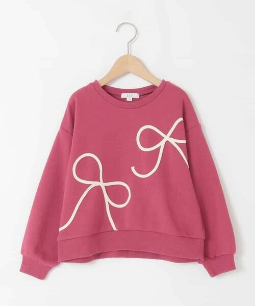 a.v.v / アー・ヴェ・ヴェ カットソー | [120-160]【立体リボンがカワイイ/通学にもオススメ】リボンテープ裏毛トレーナー | 詳細1