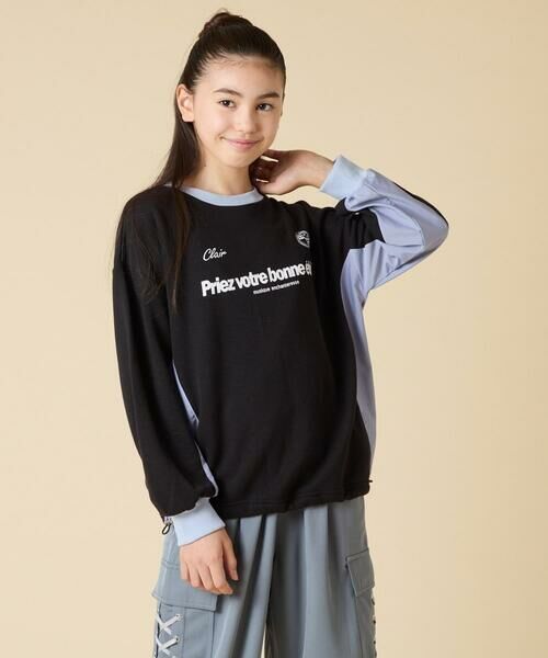 a.v.v / アー・ヴェ・ヴェ カットソー | [130-160]【切り替えバイカラー/スポーティ】配色切り替えロゴトレーナー | 詳細10