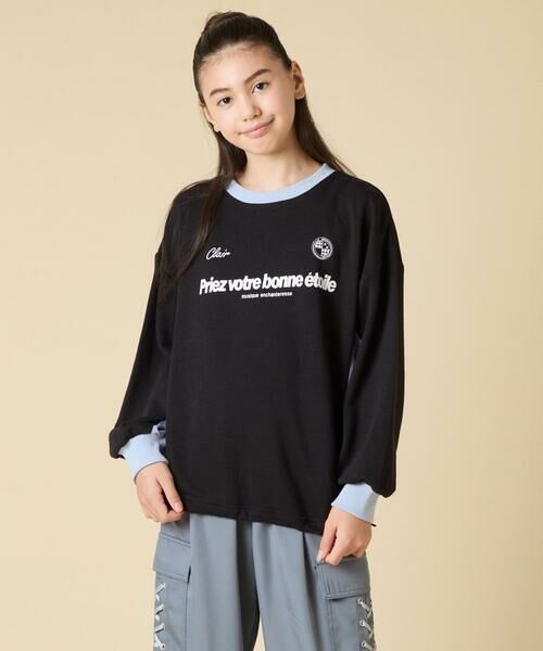 a.v.v / アー・ヴェ・ヴェ カットソー | [130-160]【切り替えバイカラー/スポーティ】配色切り替えロゴトレーナー | 詳細11