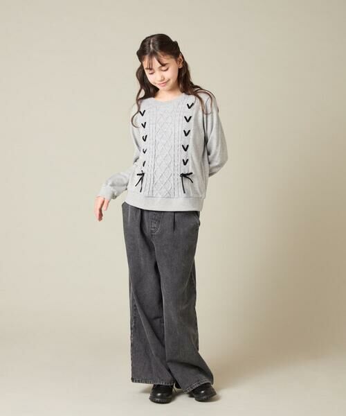 a.v.v / アー・ヴェ・ヴェ ニット・セーター | [120-160]【通学にもオススメ/ケーブルニット×裏毛/編み上げリボン】ケーブルニットドッキングトレーナー | 詳細19