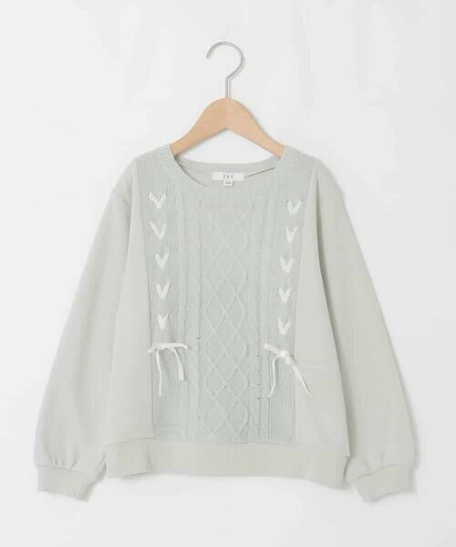 a.v.v / アー・ヴェ・ヴェ ニット・セーター | [120-160]【通学にもオススメ/ケーブルニット×裏毛/編み上げリボン】ケーブルニットドッキングトレーナー | 詳細22