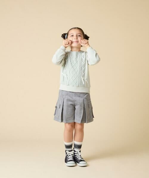 a.v.v / アー・ヴェ・ヴェ ニット・セーター | [120-160]【通学にもオススメ/ケーブルニット×裏毛/編み上げリボン】ケーブルニットドッキングトレーナー | 詳細3