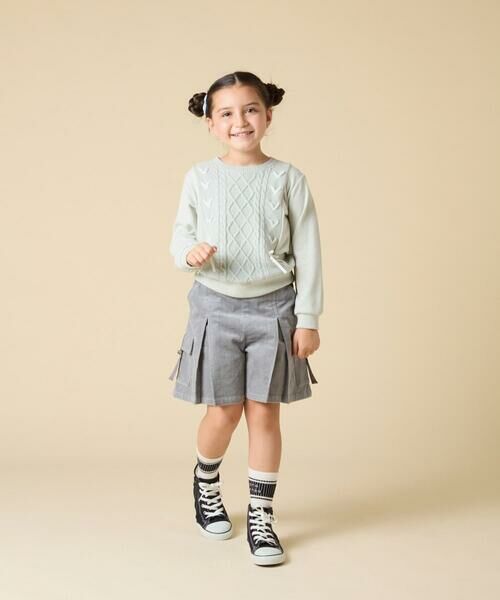 a.v.v / アー・ヴェ・ヴェ ニット・セーター | [120-160]【通学にもオススメ/ケーブルニット×裏毛/編み上げリボン】ケーブルニットドッキングトレーナー | 詳細4