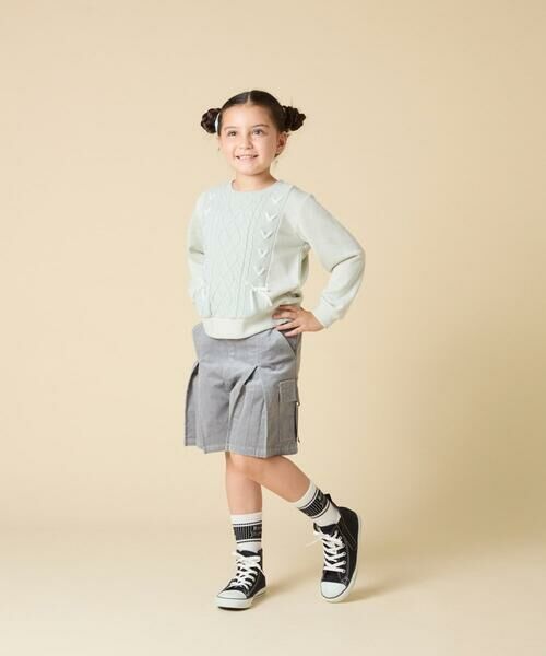 a.v.v / アー・ヴェ・ヴェ ニット・セーター | [120-160]【通学にもオススメ/ケーブルニット×裏毛/編み上げリボン】ケーブルニットドッキングトレーナー | 詳細7