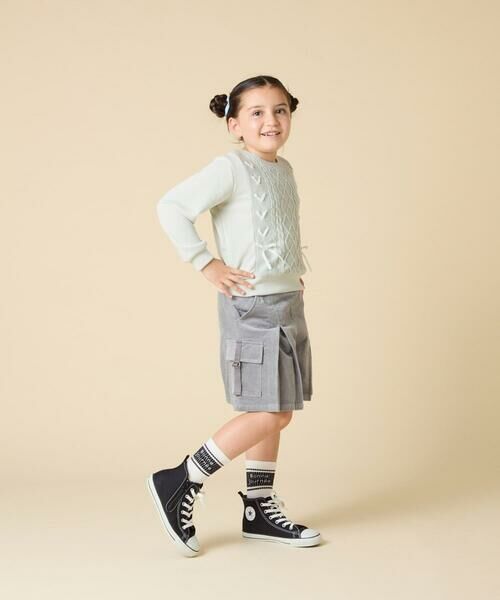 a.v.v / アー・ヴェ・ヴェ ニット・セーター | [120-160]【通学にもオススメ/ケーブルニット×裏毛/編み上げリボン】ケーブルニットドッキングトレーナー | 詳細8