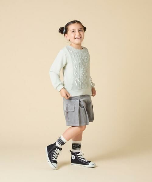 a.v.v / アー・ヴェ・ヴェ ニット・セーター | [120-160]【通学にもオススメ/ケーブルニット×裏毛/編み上げリボン】ケーブルニットドッキングトレーナー | 詳細9