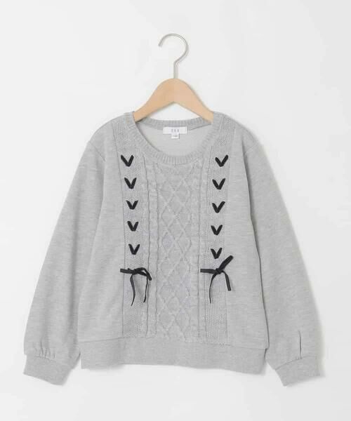 a.v.v / アー・ヴェ・ヴェ ニット・セーター | [120-160]【通学にもオススメ/ケーブルニット×裏毛/編み上げリボン】ケーブルニットドッキングトレーナー | 詳細23