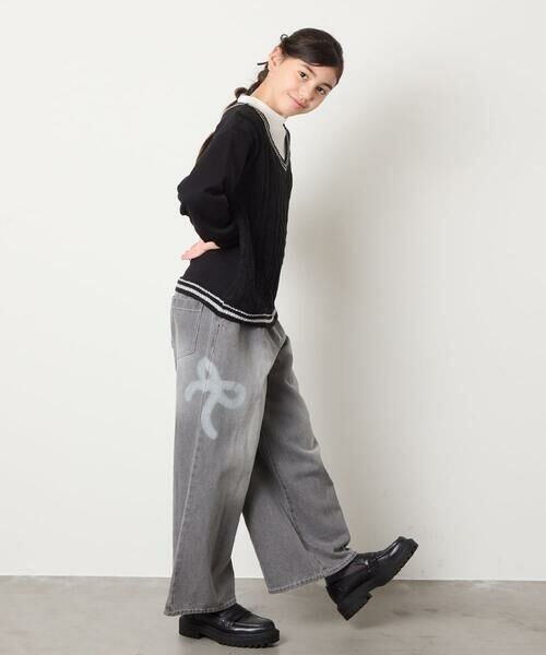 a.v.v / アー・ヴェ・ヴェ カットソー | [120-160]配色ラインケーブルニットドッキングトレーナー | 詳細15