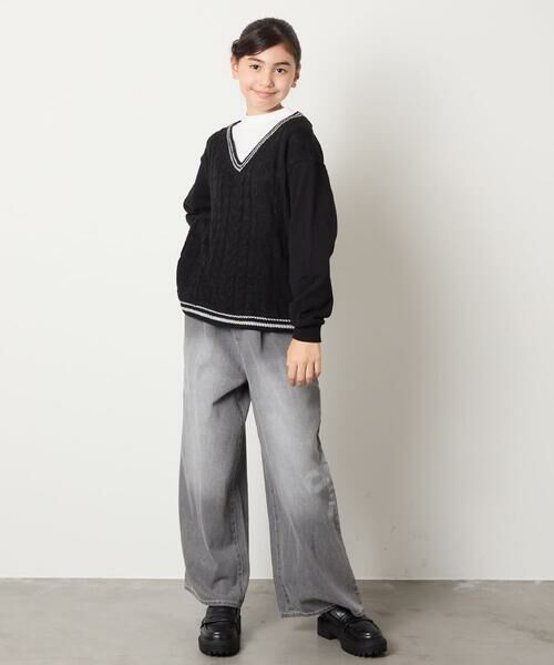 a.v.v / アー・ヴェ・ヴェ カットソー | [120-160]配色ラインケーブルニットドッキングトレーナー | 詳細16