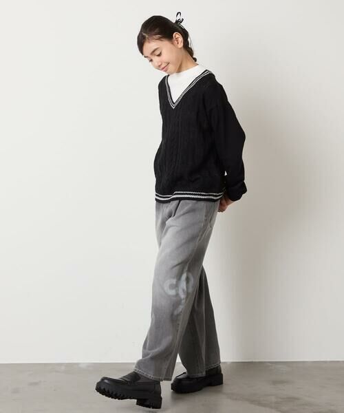 a.v.v / アー・ヴェ・ヴェ カットソー | [120-160]配色ラインケーブルニットドッキングトレーナー | 詳細18