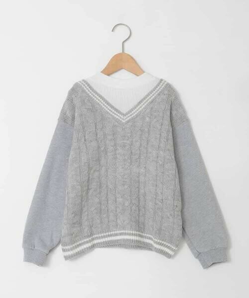a.v.v / アー・ヴェ・ヴェ カットソー | [120-160]配色ラインケーブルニットドッキングトレーナー | 詳細22