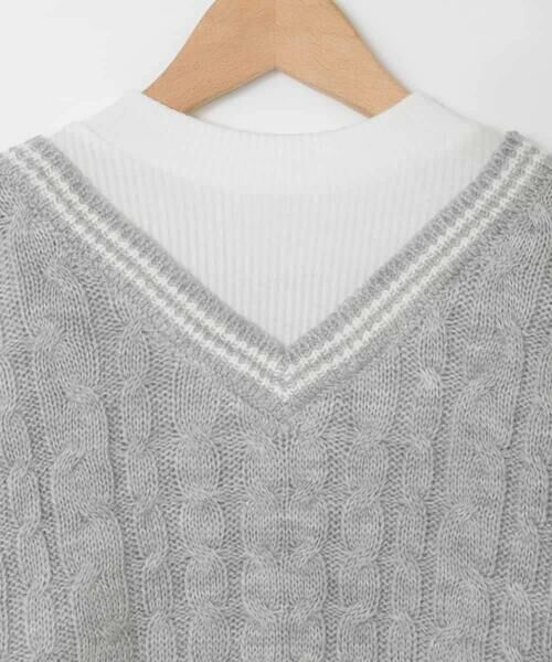 a.v.v / アー・ヴェ・ヴェ カットソー | [120-160]配色ラインケーブルニットドッキングトレーナー | 詳細24
