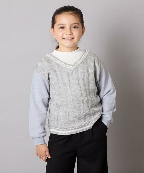 a.v.v / アー・ヴェ・ヴェ カットソー | [120-160]配色ラインケーブルニットドッキングトレーナー | 詳細27