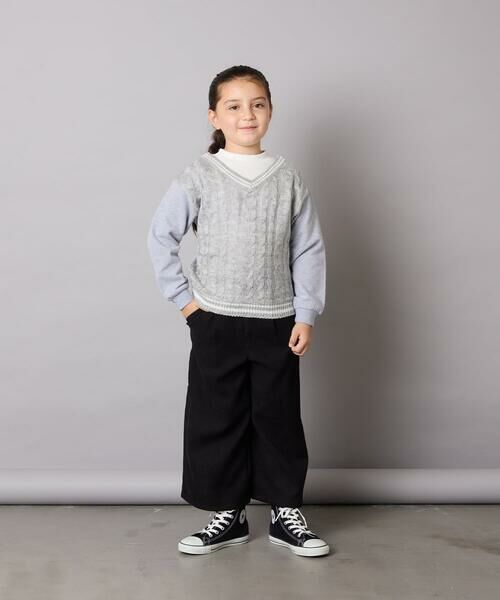 a.v.v / アー・ヴェ・ヴェ カットソー | [120-160]配色ラインケーブルニットドッキングトレーナー | 詳細8