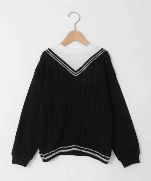 a.v.v / アー・ヴェ・ヴェ カットソー | [120-160]配色ラインケーブルニットドッキングトレーナー | 詳細28