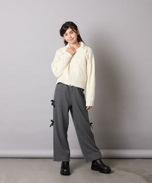 a.v.v / アー・ヴェ・ヴェ その他パンツ | [130-160]【裏起毛/ゆったりストレート/韓国コーデが叶う】サイドリボンスウェットパンツ | 詳細22