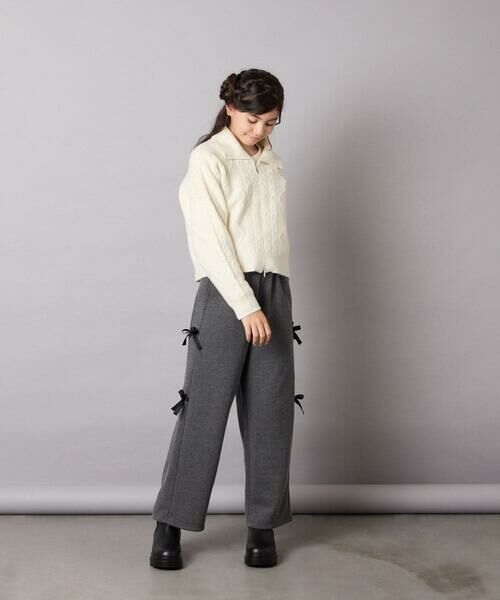 a.v.v / アー・ヴェ・ヴェ その他パンツ | [130-160]【裏起毛/ゆったりストレート/韓国コーデが叶う】サイドリボンスウェットパンツ | 詳細23