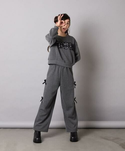 a.v.v / アー・ヴェ・ヴェ その他パンツ | [130-160]【裏起毛/ゆったりストレート/韓国コーデが叶う】サイドリボンスウェットパンツ | 詳細6