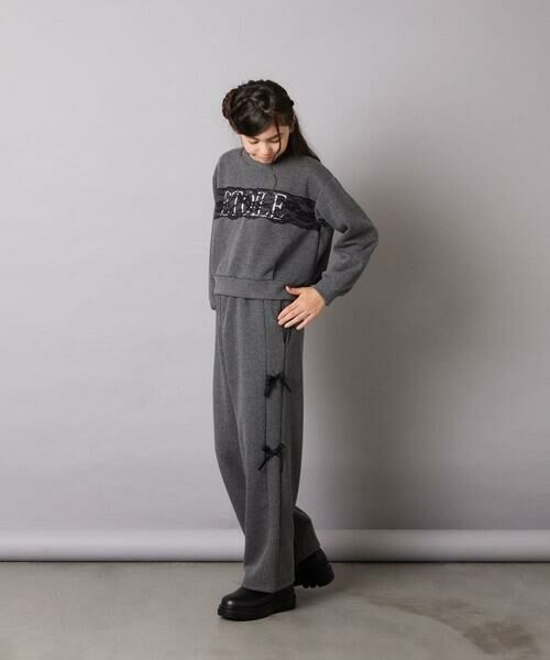 a.v.v / アー・ヴェ・ヴェ その他パンツ | [130-160]【裏起毛/ゆったりストレート/韓国コーデが叶う】サイドリボンスウェットパンツ | 詳細7