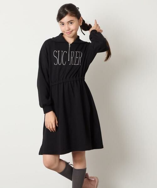 a.v.v / アー・ヴェ・ヴェ ロング・マキシ丈ワンピース | [130-160]ハーフジップロゴトレーナーワンピース | 詳細14