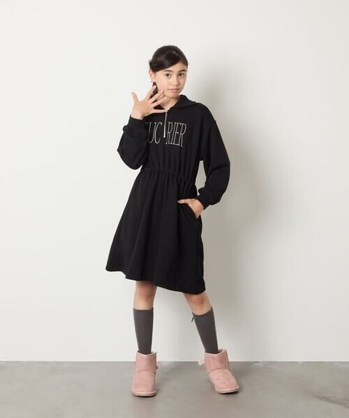 a.v.v / アー・ヴェ・ヴェ ロング・マキシ丈ワンピース | [130-160]ハーフジップロゴトレーナーワンピース | 詳細22