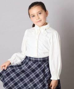 a.v.v / アー・ヴェ・ヴェ シャツ・ブラウス | [110-130]【取り外し可能リボンタイ/きれい見えカットソー素材で着心地が良い】リボン付きカットソーブラウス