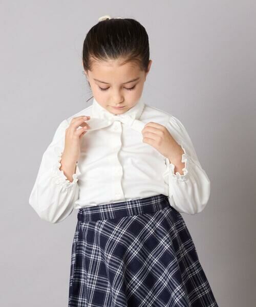 a.v.v / アー・ヴェ・ヴェ シャツ・ブラウス | [110-130]【取り外し可能リボンタイ/きれい見えカットソー素材で着心地が良い】リボン付きカットソーブラウス | 詳細1