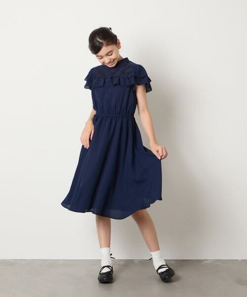a.v.v / アー・ヴェ・ヴェ ドレス | [140-160]【発表会/結婚式/お食事会/特別なお出掛けシーンに】レース切り替えフリルワンピース | 詳細6