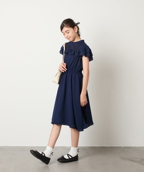 a.v.v / アー・ヴェ・ヴェ ドレス | [140-160]【発表会/結婚式/お食事会/特別なお出掛けシーンに】レース切り替えフリルワンピース | 詳細8