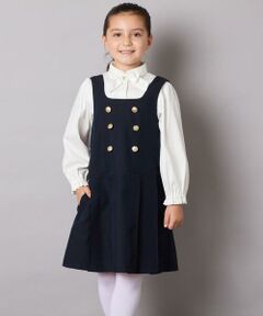 a.v.v / アー・ヴェ・ヴェ ロング・マキシ丈ワンピース | [110-130]【発表会/お受験/式典にも使える/肩紐調節可能】メタルボタンタックプリーツジャンスカ