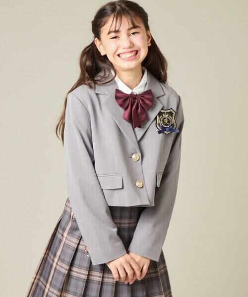 a.v.v/アー・ヴェ・ヴェ [150-160]【卒服】【エンブレム付き】ショートテーラードジャケット グレー 150