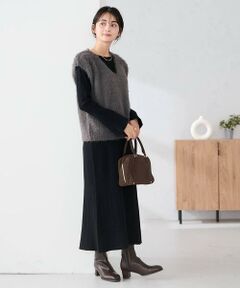 a.v.v / アー・ヴェ・ヴェ ロング・マキシ丈ワンピース | 【2SET】フェザーベスト×フレアニットワンピース