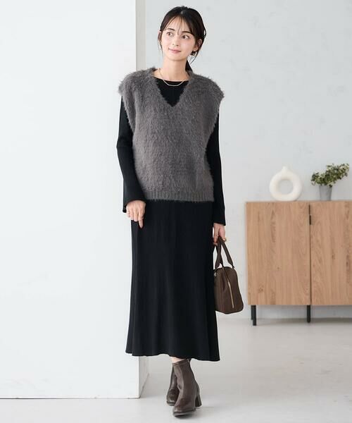 a.v.v / アー・ヴェ・ヴェ ロング・マキシ丈ワンピース | 【2SET】フェザーベスト×フレアニットワンピース | 詳細2