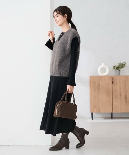 a.v.v / アー・ヴェ・ヴェ ロング・マキシ丈ワンピース | 【2SET】フェザーベスト×フレアニットワンピース | 詳細3