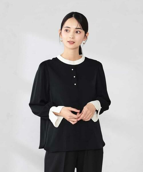 a.v.v / アー・ヴェ・ヴェ シャツ・ブラウス | 2WAYスタンドネックブラウス（ブラック）