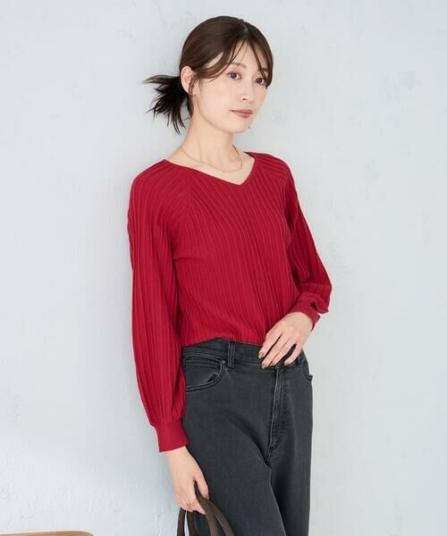 a.v.v / アー・ヴェ・ヴェ ニット・セーター | プリーツライクVネックニット | 詳細1