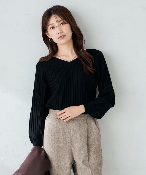 a.v.v / アー・ヴェ・ヴェ ニット・セーター | プリーツライクVネックニット | 詳細13