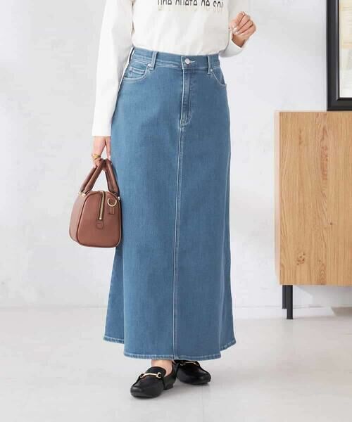 a.v.v / アー・ヴェ・ヴェ ロング・マキシ丈スカート | Aラインデニムスカート（ブルー）