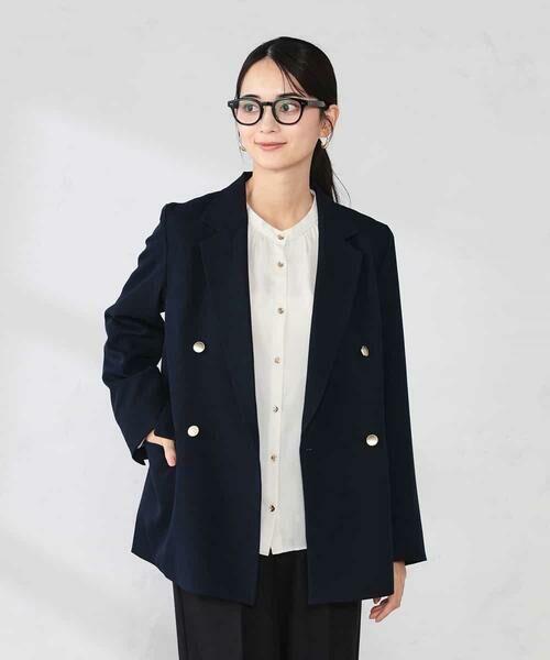 a.v.v / アー・ヴェ・ヴェ その他アウター | 【洗える】ダブルブレストジャケット（ネイビー）