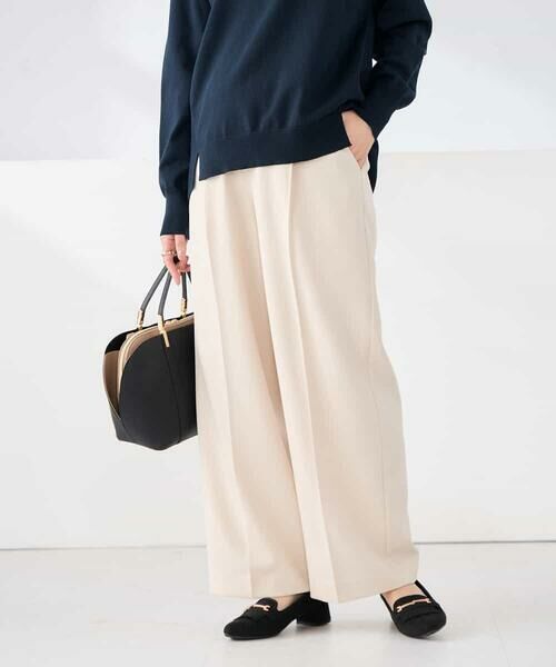 a.v.v / アー・ヴェ・ヴェ その他パンツ | ［支持率NO.1/イージーケア/ストレッチ］スッキリ見えワイドパンツ（アイボリー）
